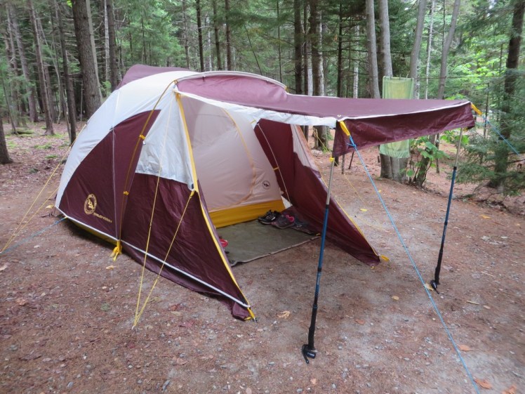 Lowering the trekking poles a bit allows water to run off when it's raining but still provides a new view. 